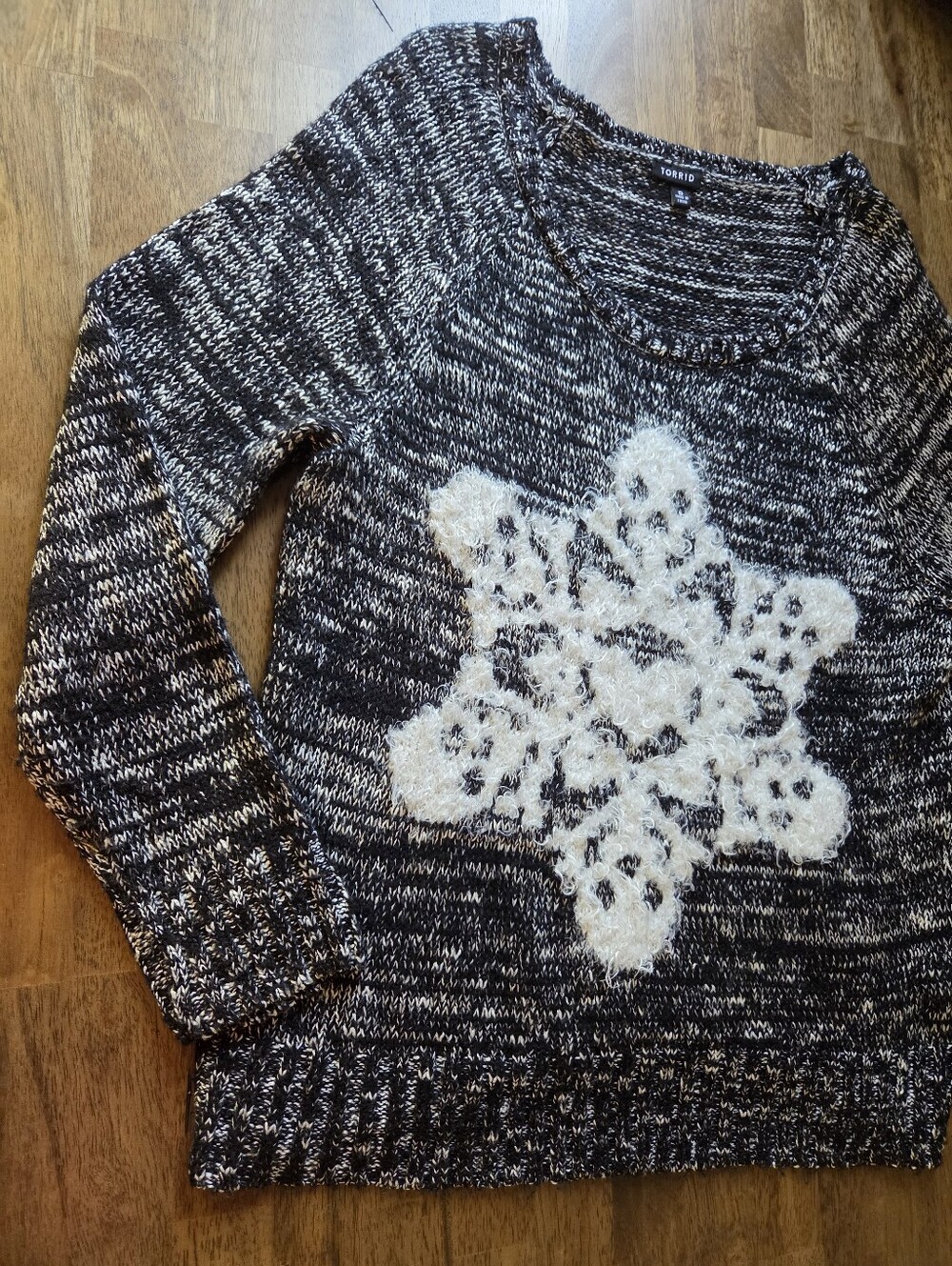 Torrid Skull Design Black & White Marled Knit Sweater